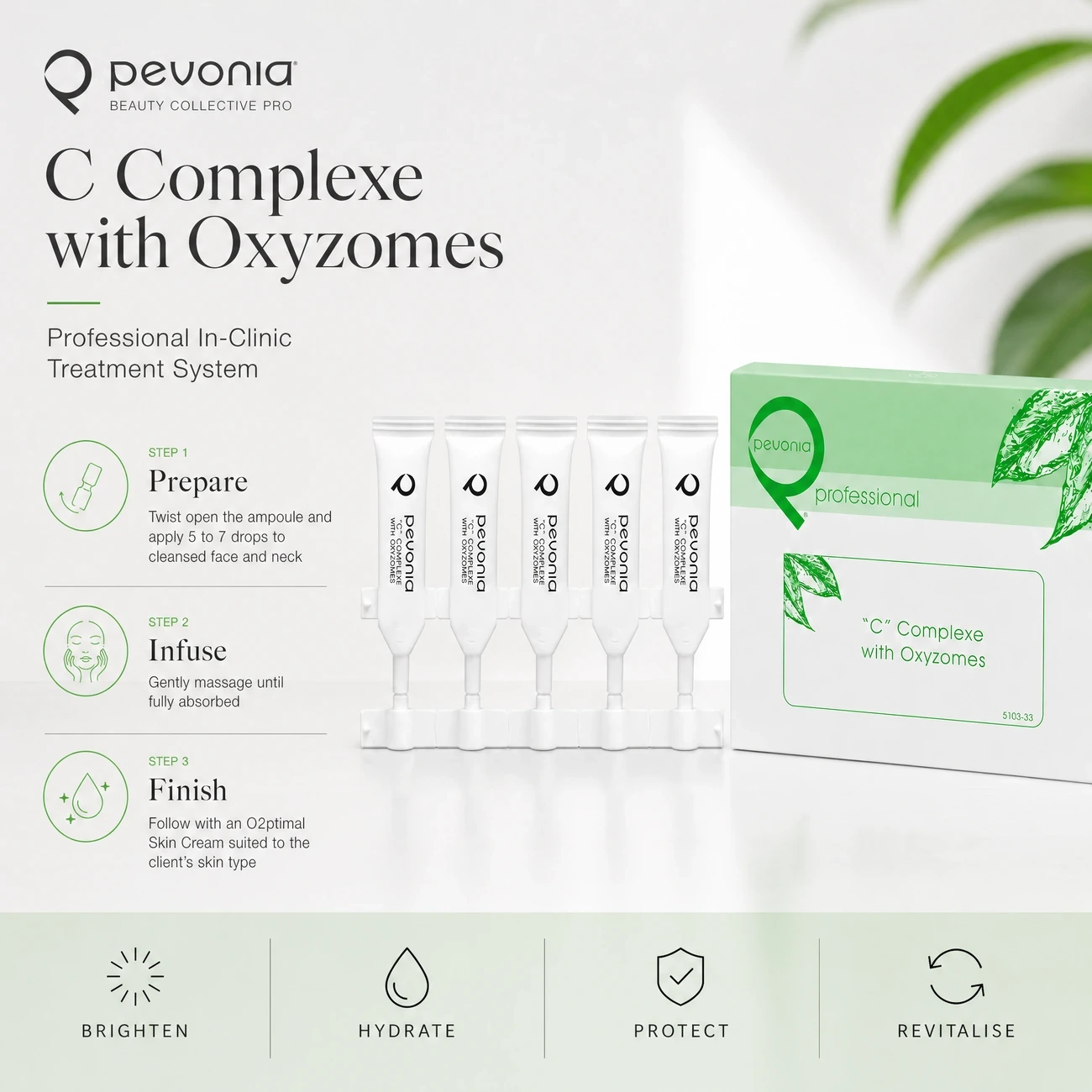 Pevonia C Complexe with Oxyzomes skincare treatment system packaging on a white background