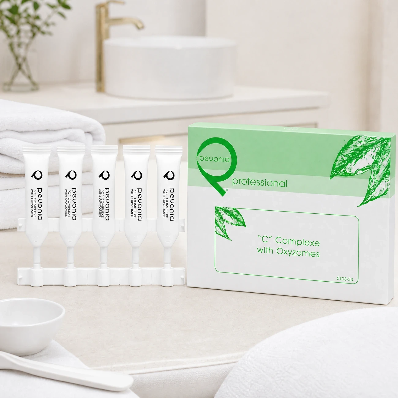C Complex with Oxyzomes on a bathroom counter with a sink in the background