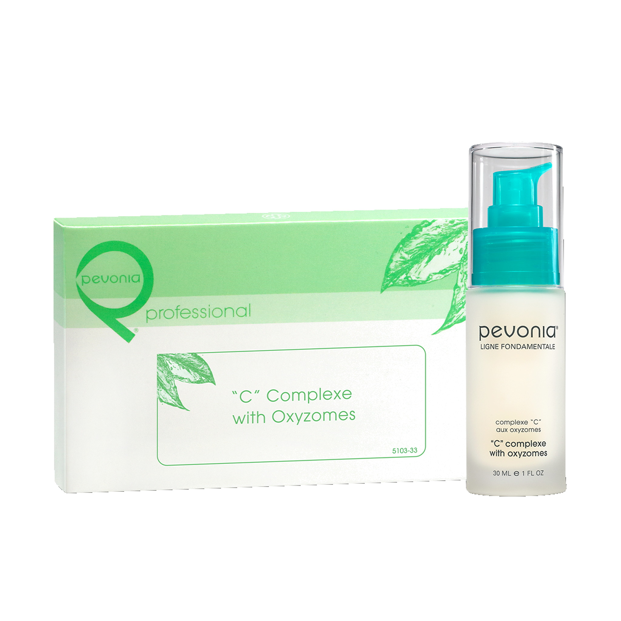 Pevonia C Complexe with Oxyzomes serum and professional treatment box.