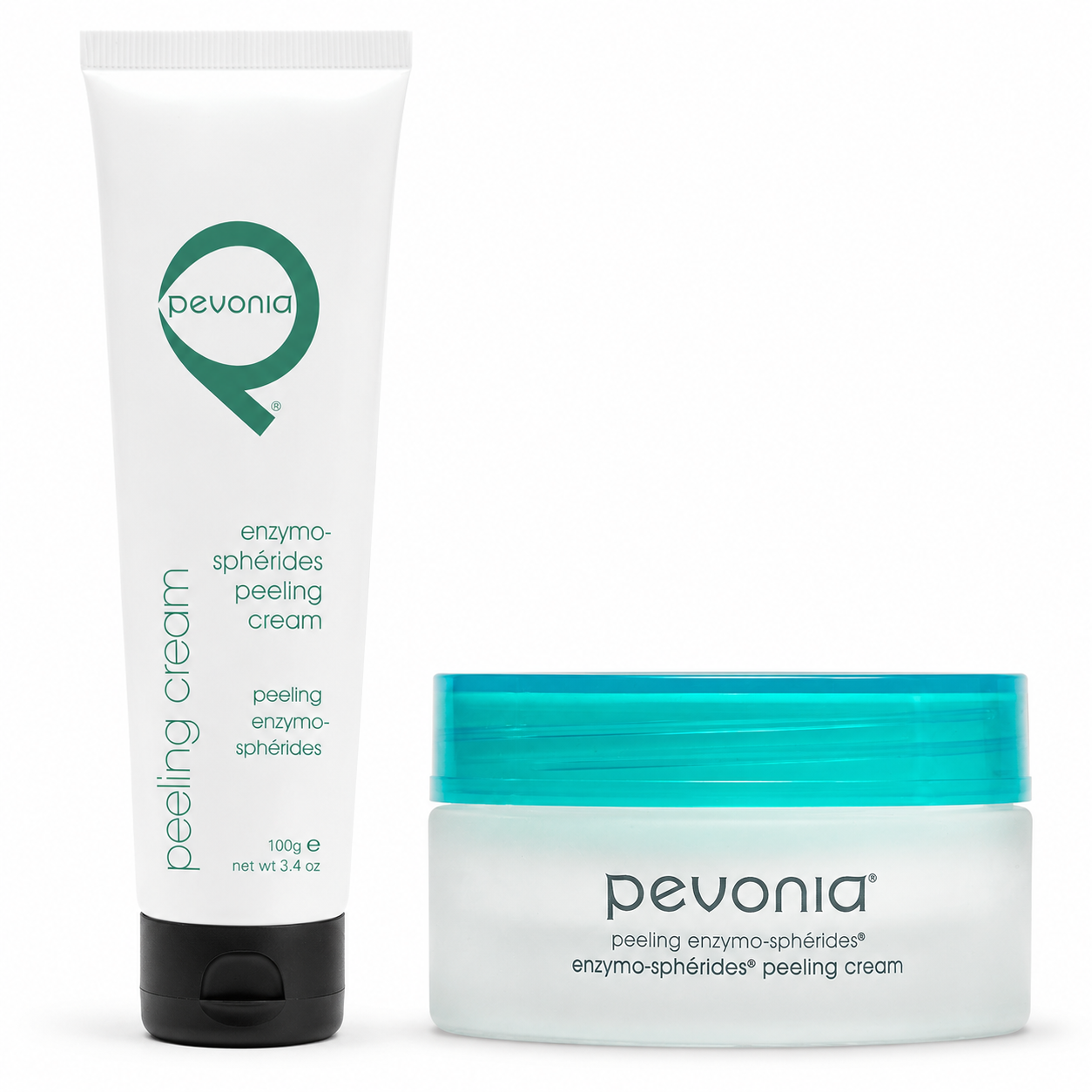 Pevonia Enzymo-Sphérides Peeling Cream retail and professional variant image for gentle enzymatic exfoliation, helping smooth texture, brighten dull skin and refine congestion.