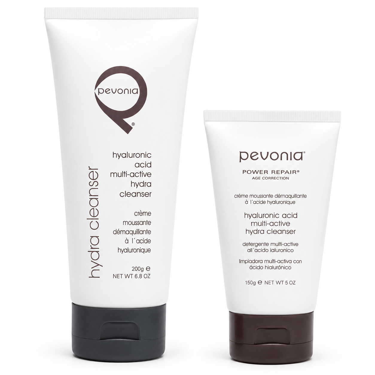 Pevonia Hyaluronic Acid Multi-Active Hydra Cleanser retail and professional variant image for gentle cleansing, toning and hydration, helping support dry, dehydrated and mature skin.