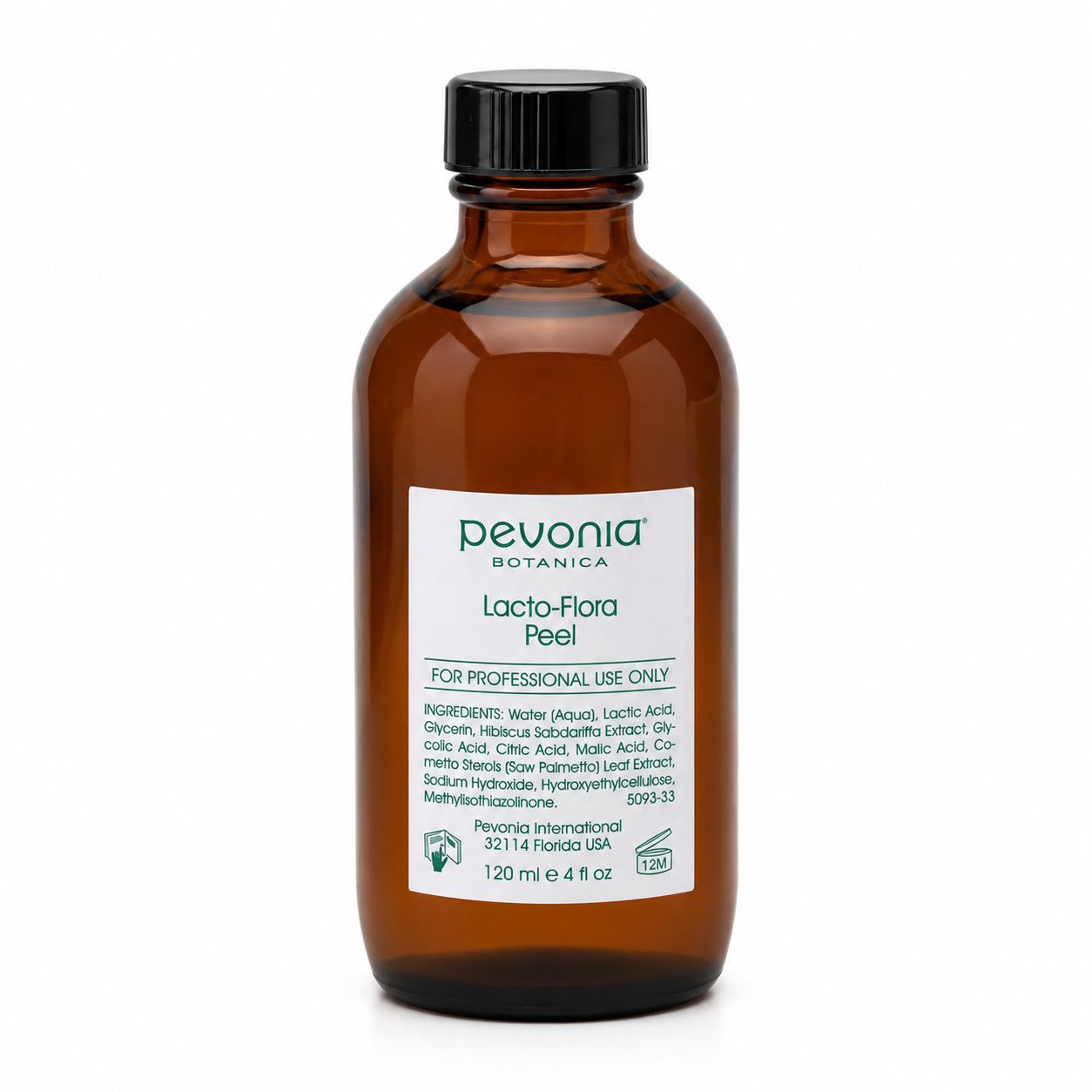 Pevonia Lacto-Flora Peel 120ml professional exfoliating peel displayed on a clean white background.