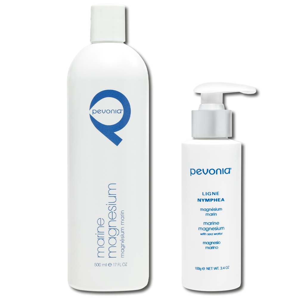 Pevonia Marine Magnesium retail and professional variant image for relieving muscle tension, reducing inflammation and supporting relaxation, remineralisation and skin hydration.