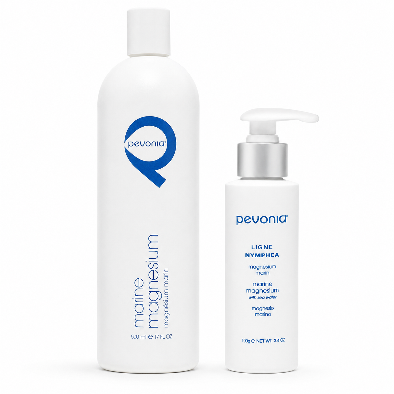 Pevonia Marine Magnesium retail and professional variant image for relieving muscle tension, reducing inflammation and supporting relaxation, remineralisation and skin hydration.