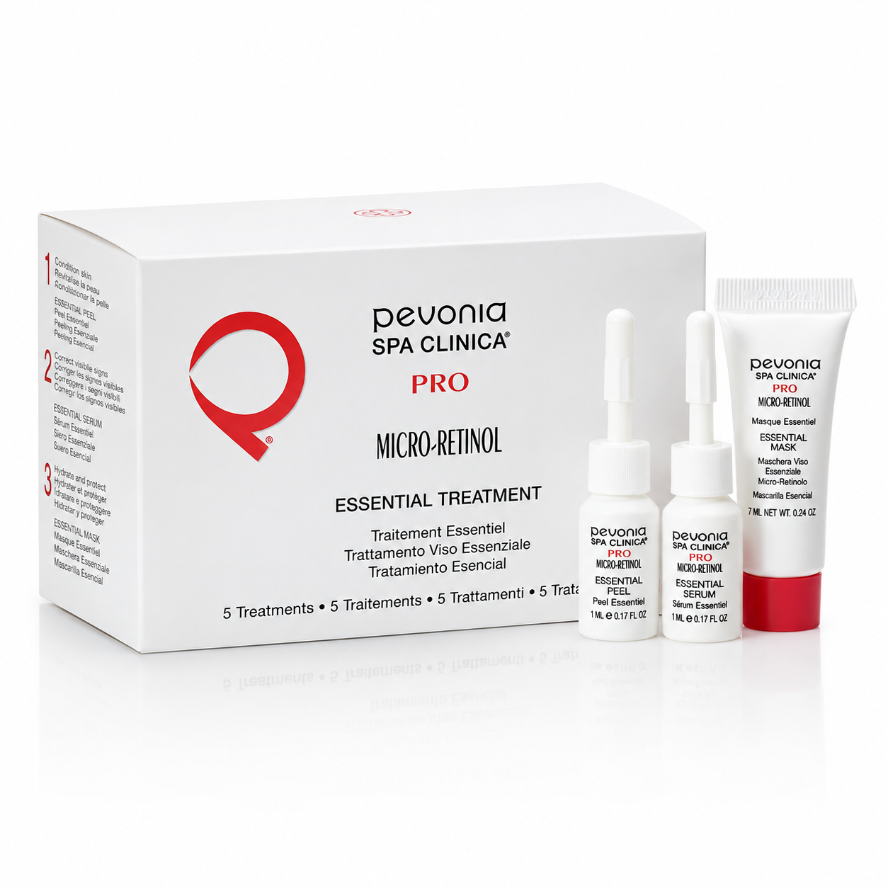 Pevonia Micro‑Retinol Treatment — 5 professional treatments with micro‑retinol to resurface, smooth, and rejuvenate skin; requires neutralizing gel for safe application.