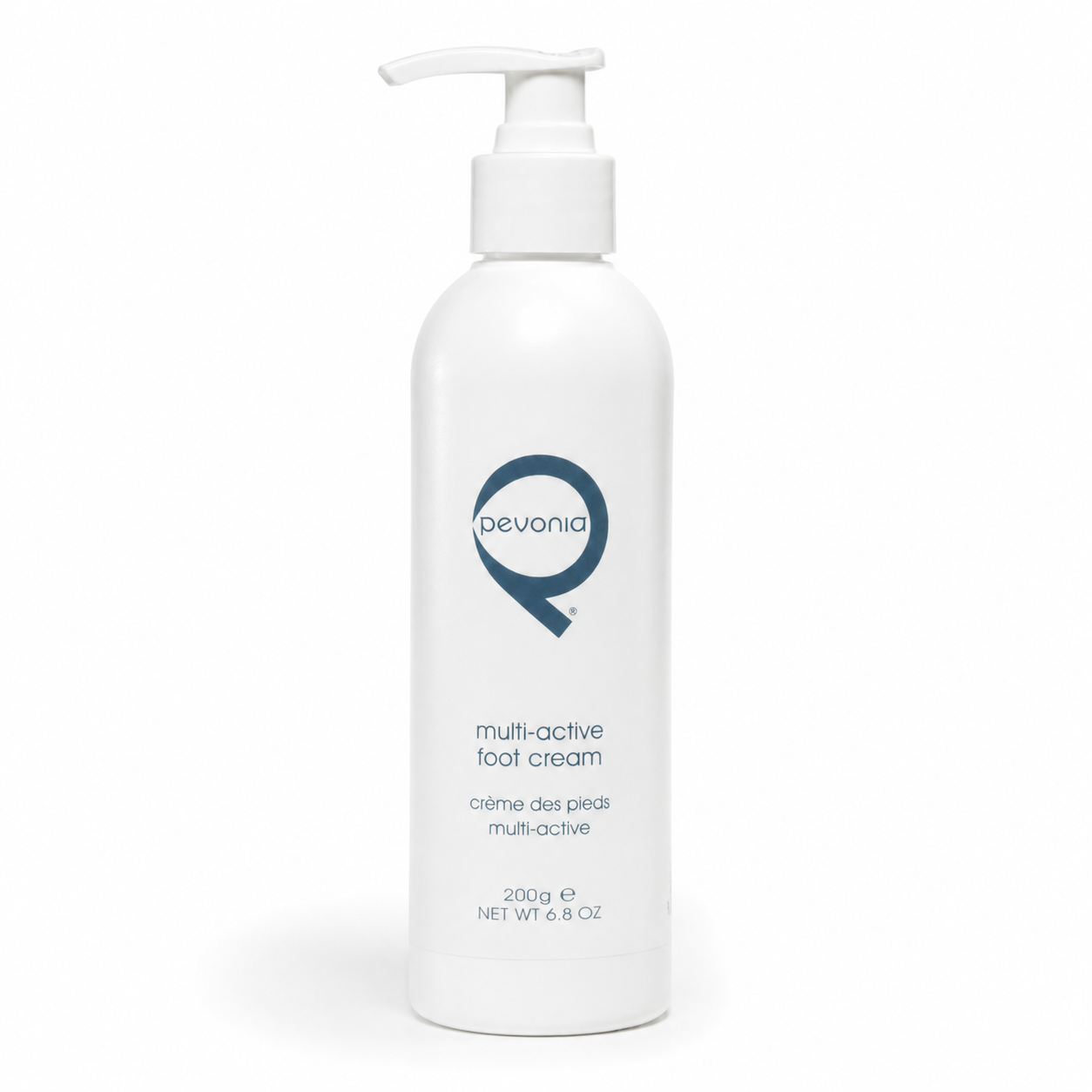 Pevonia Multi-Active Foot Cream 200g professional pump bottle on a clean white studio background.