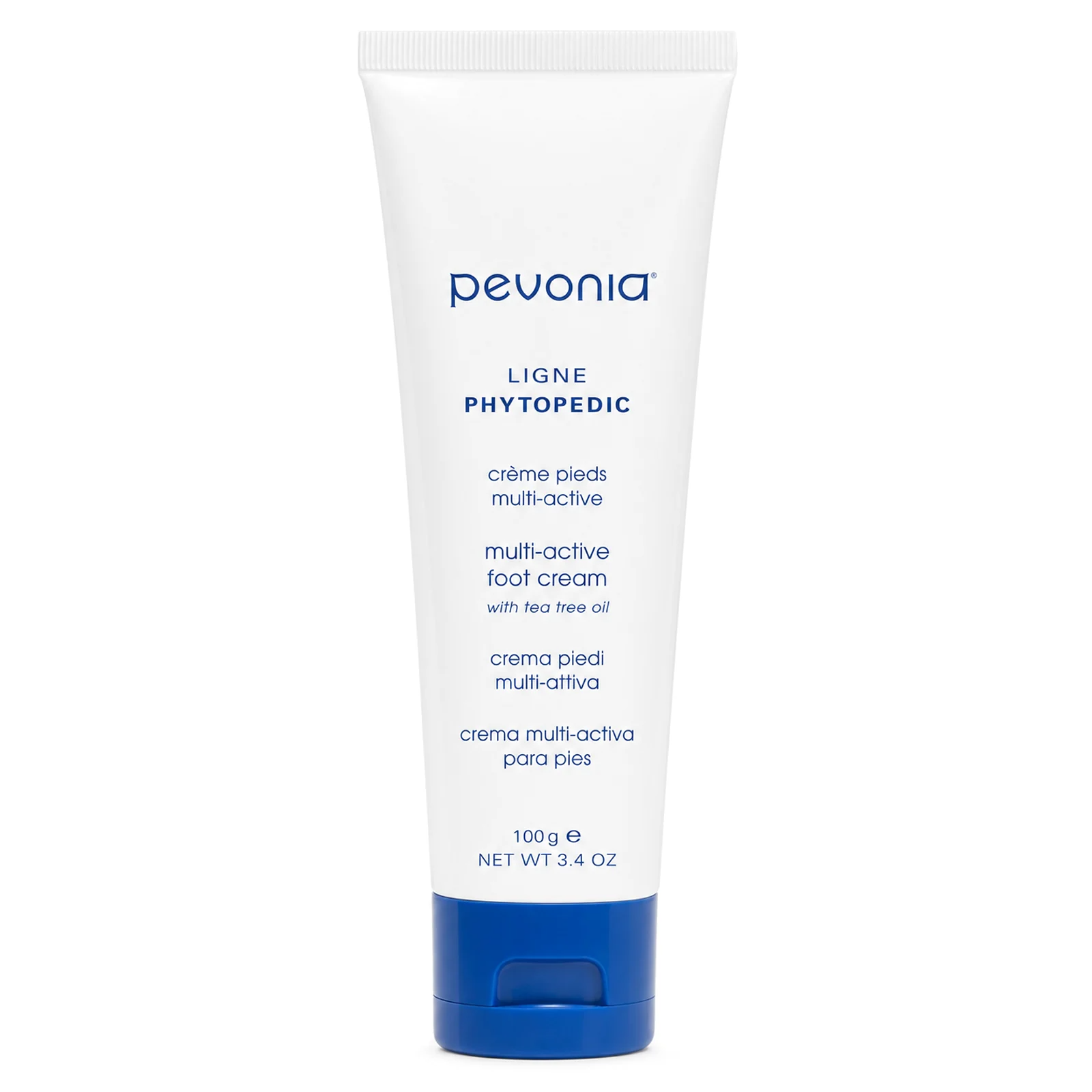 Pevonia Multi-Active Foot Cream with tea tree oil for dry feet on a clean white background.
