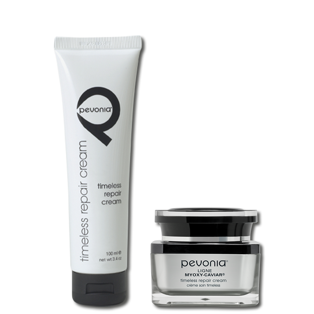 Pevonia MyOxy-Caviar Timeless Repair Cream retail and professional variant image for mature skin, helping firm, smooth wrinkles, deeply hydrate and restore radiance.