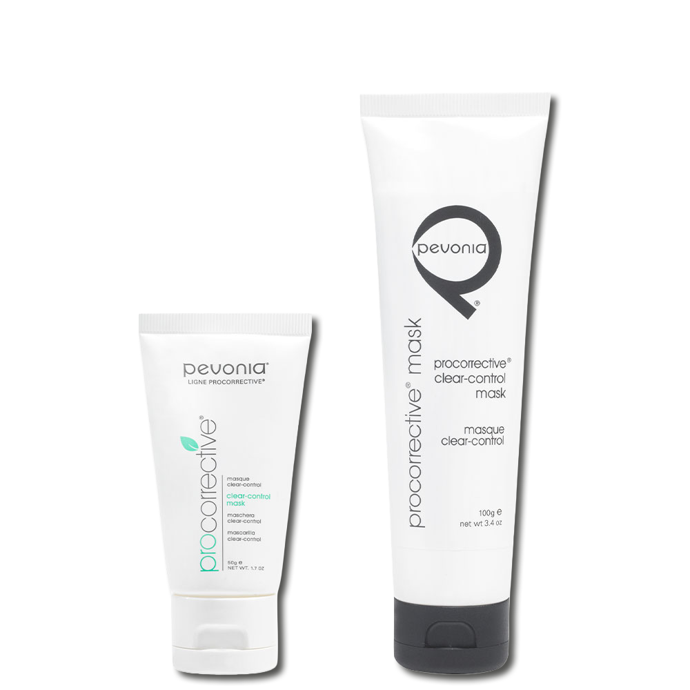 Pevonia ProCorrective Clear-Control Exfoliator retail and professional variant image for acne-prone skin, helping clear pores, remove impurities, control breakouts, and soothe congestion.