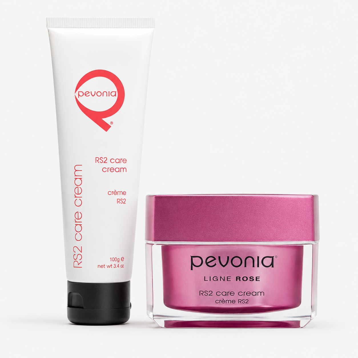Pevonia RS2 Care Cream retail and professional variant image for rosacea-prone, hypersensitive skin to calm redness, irritation and dehydration.