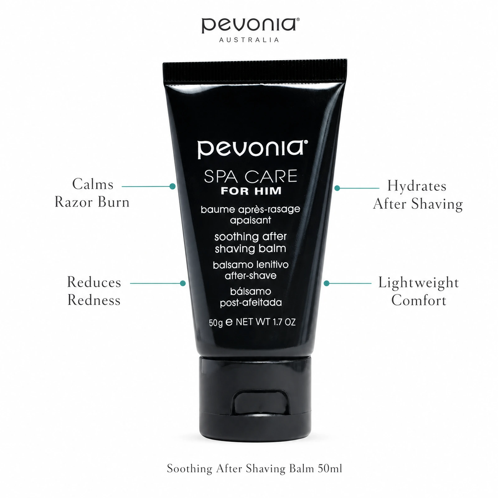 Pevonia Soothing After Shaving Balm 50ml with benefits for razor burn, redness, hydration and lightweight comfort