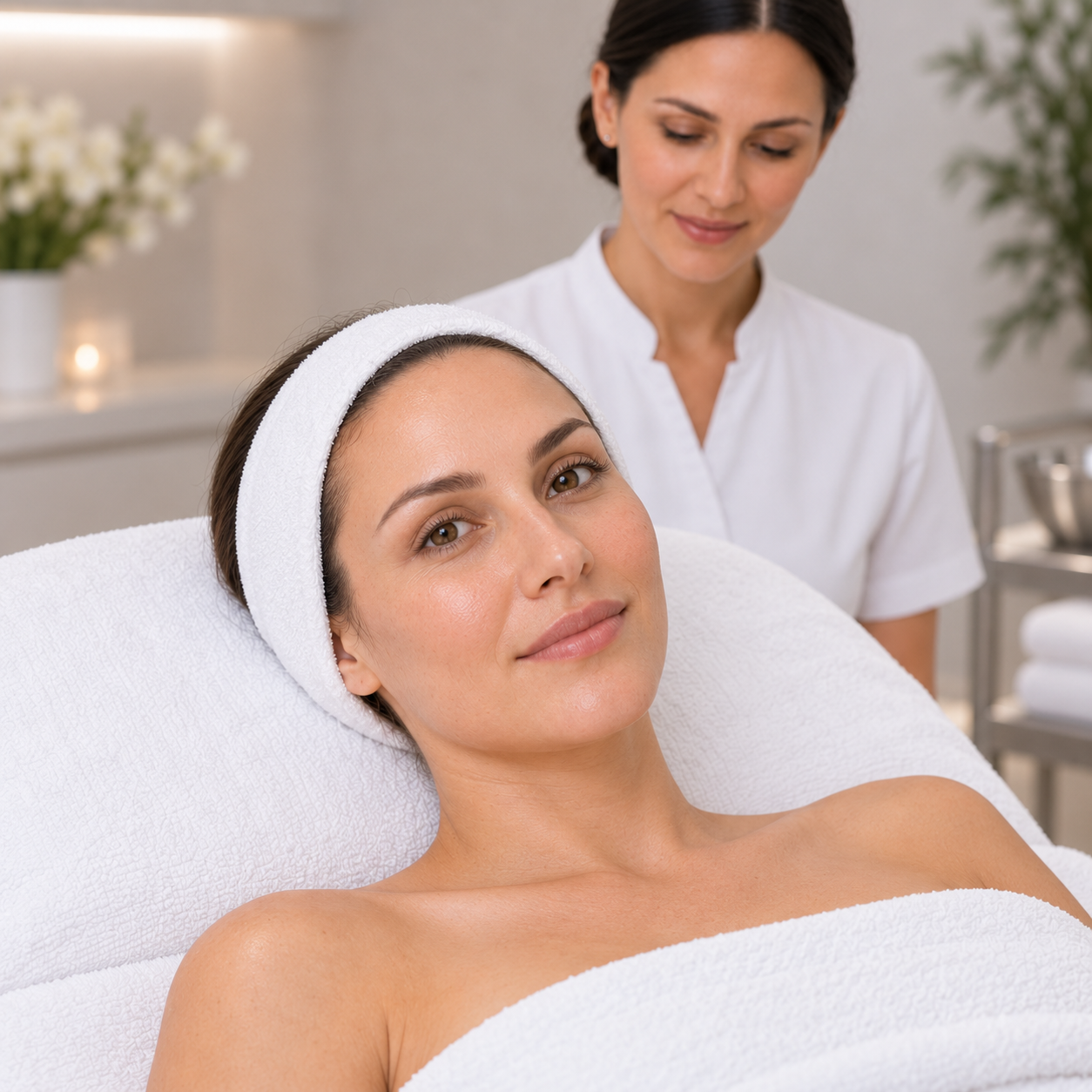 Client displaying a fresh, hydrated and naturally radiant complexion after the PHYTOMER CITYLIFE treatment.