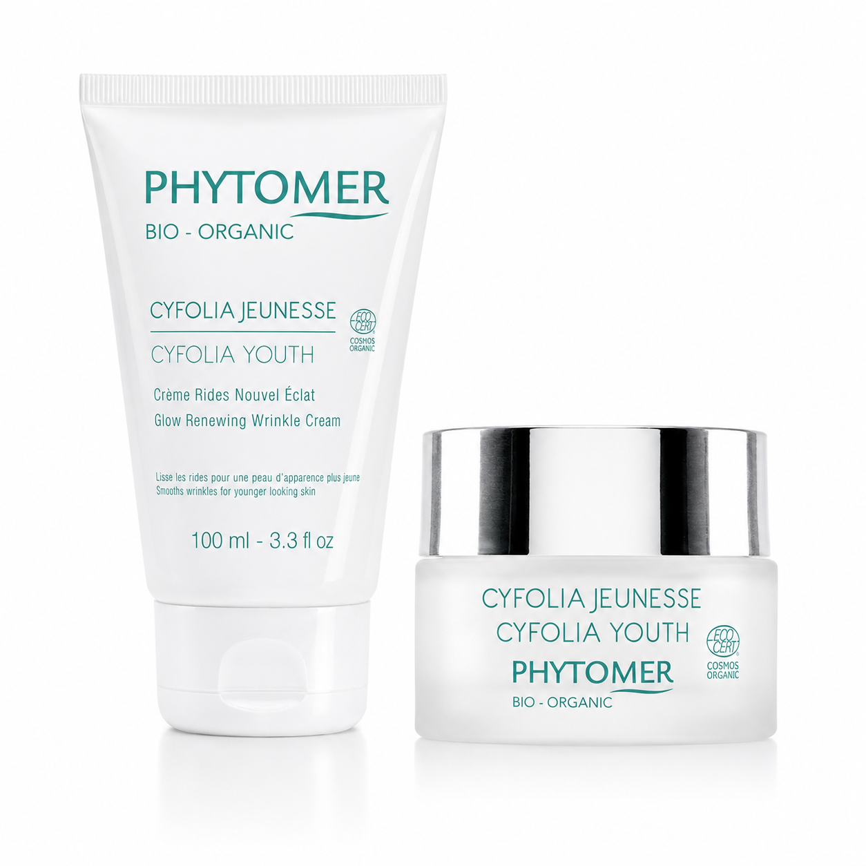 Phytomer Cyfolia Youth Glow Renewing Wrinkle Cream retail and professional size duo image.