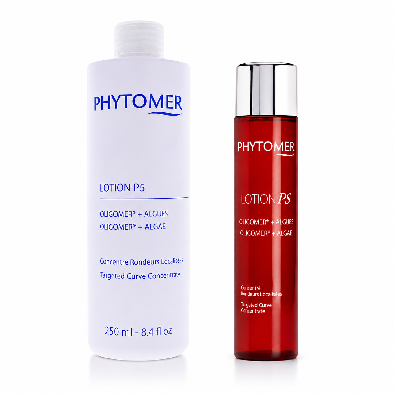 Phytomer Lotion P5 Targeted Curve Concentrate retail and professional size duo image.