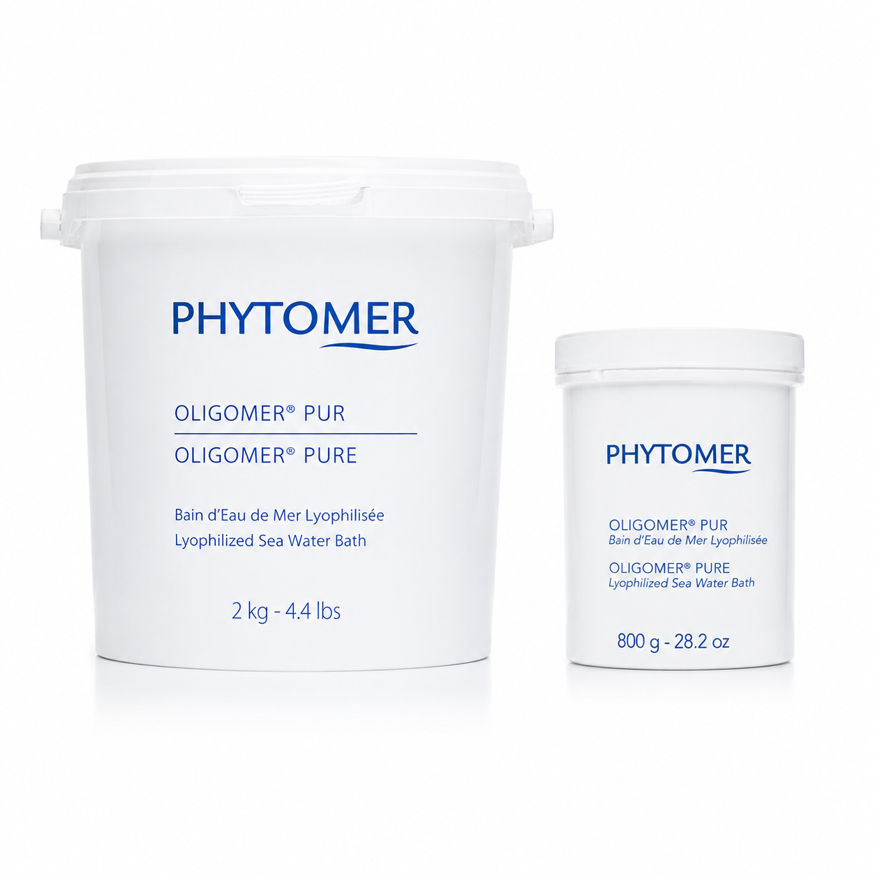 Phytomer Oligomer Pure Lyophilized Seawater Bath retail and professional size duo image.