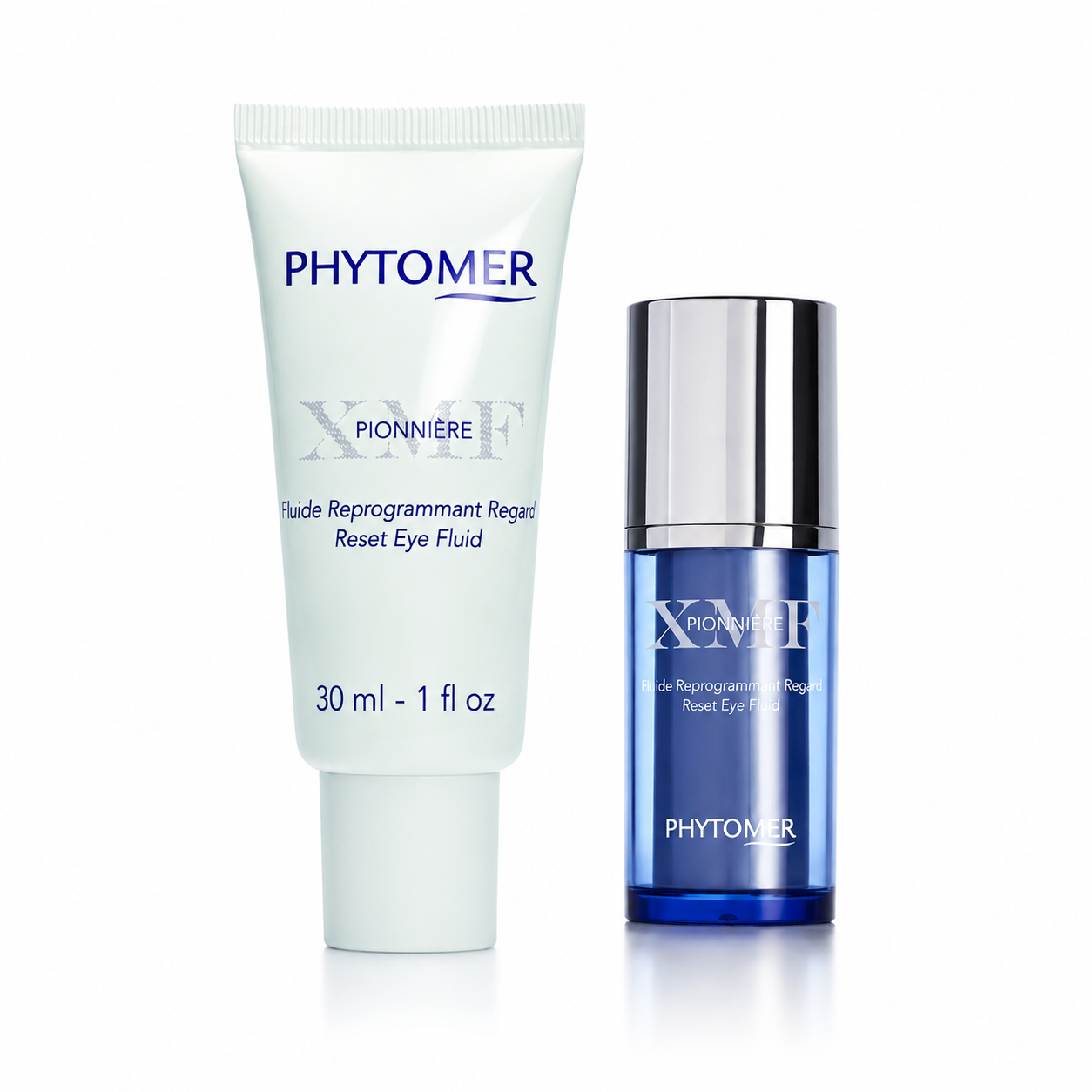 Phytomer Pionniere XMF Reset Eye Fluid retail and professional size duo image.