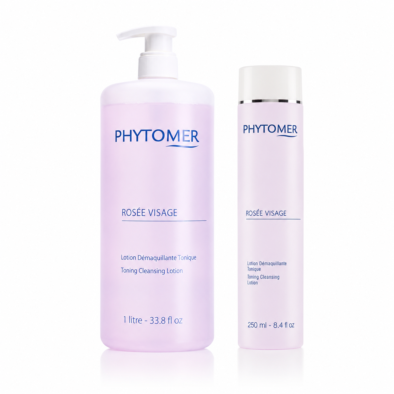 Phytomer Rosée Visage Toning Cleansing Lotion retail and professional size duo image.