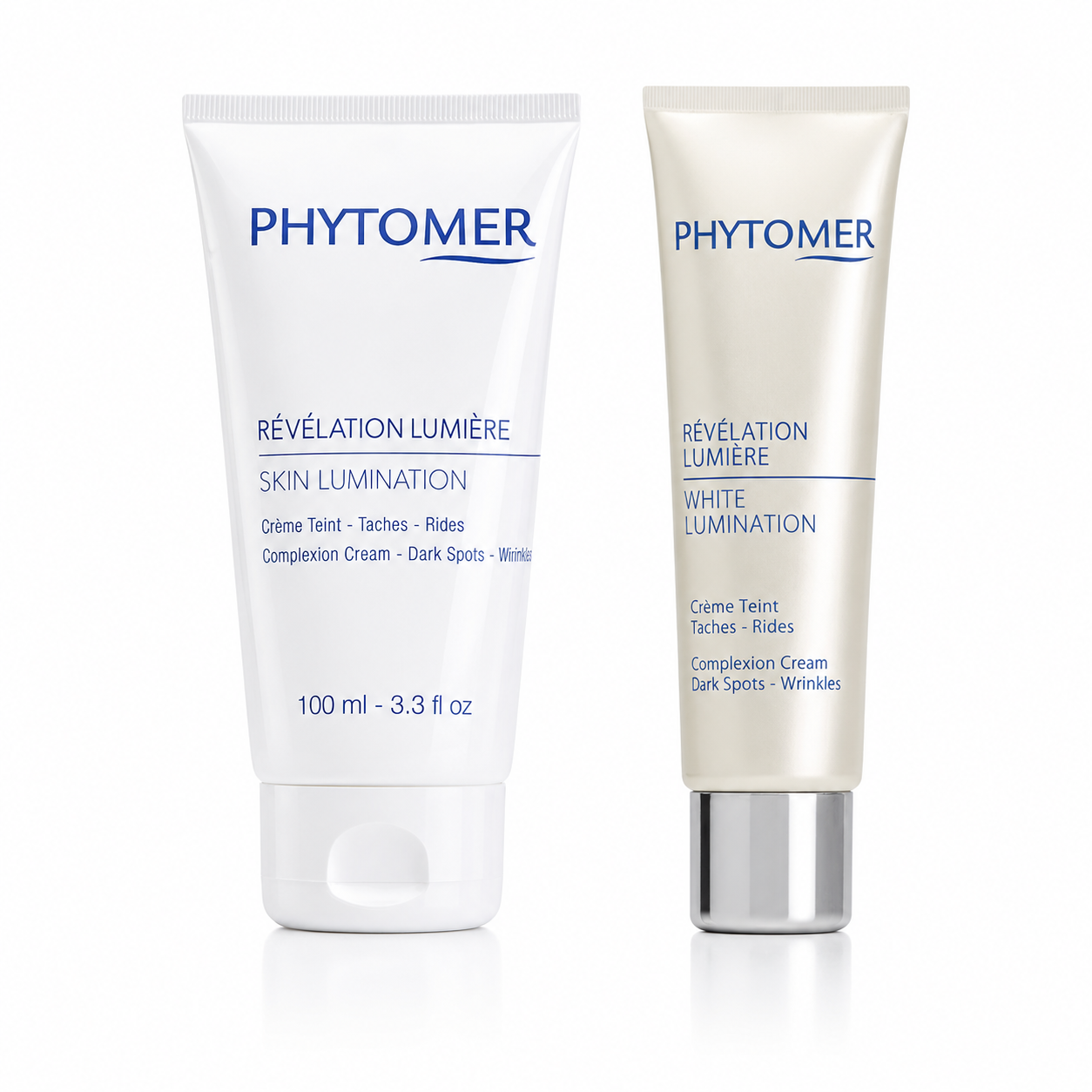 Phytomer White Lumination Complexion Cream Dark Spots Wrinkles retail and professional size duo image.