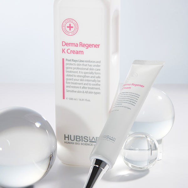 Hubislab Derma Regenerer K Cream and tube on a white background
