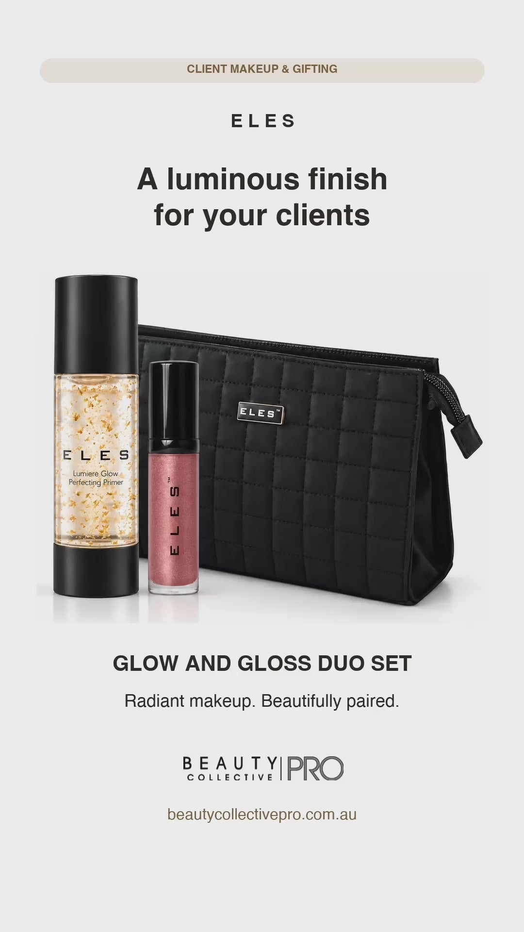 ELES Glow and Gloss Set - Lumiere Primer and Colour Balm in Demure
