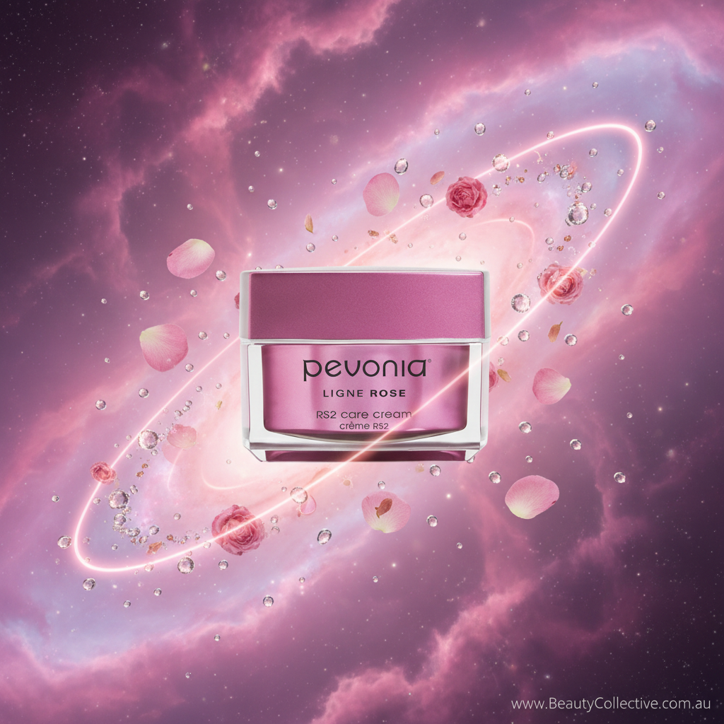 Pevonia cream container with a cosmic background