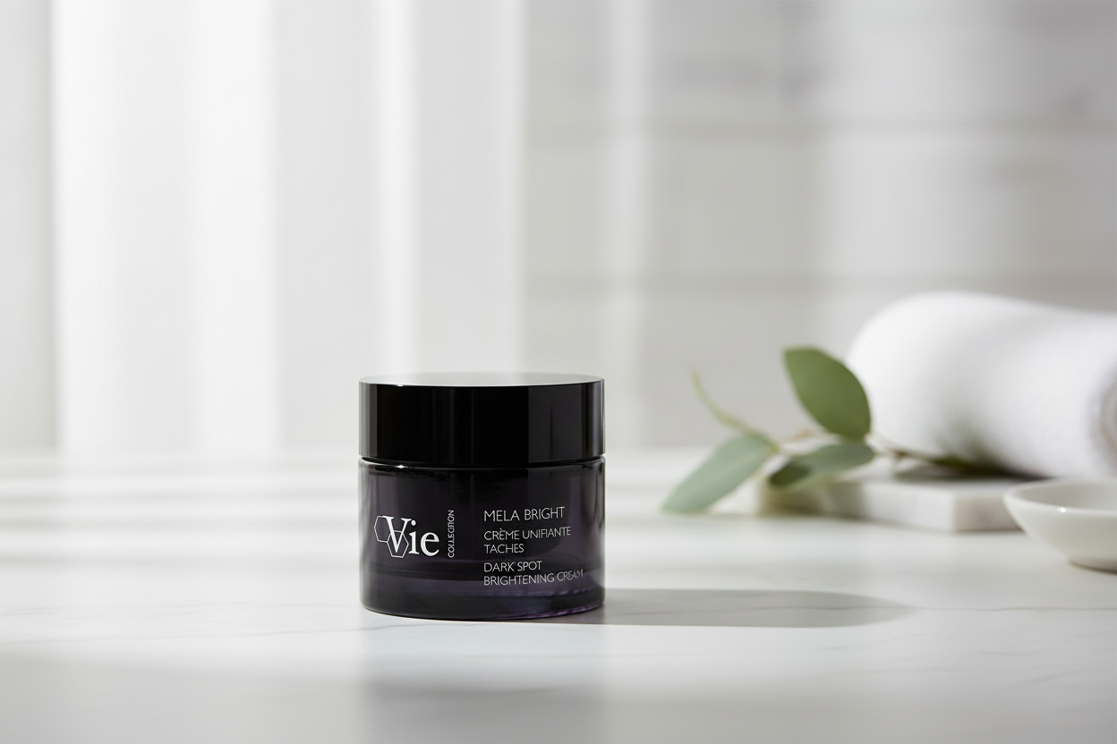 VIE COLLECTION Mela Bright Dark Spot Brightening Cream 50ml jar on a white surface with a neutral background